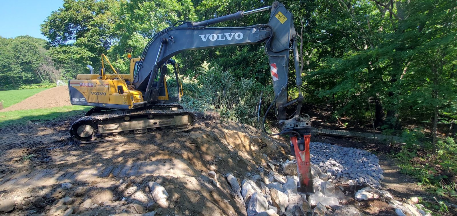 Ledge Removal and Processing: Woods crew and equipment on the job