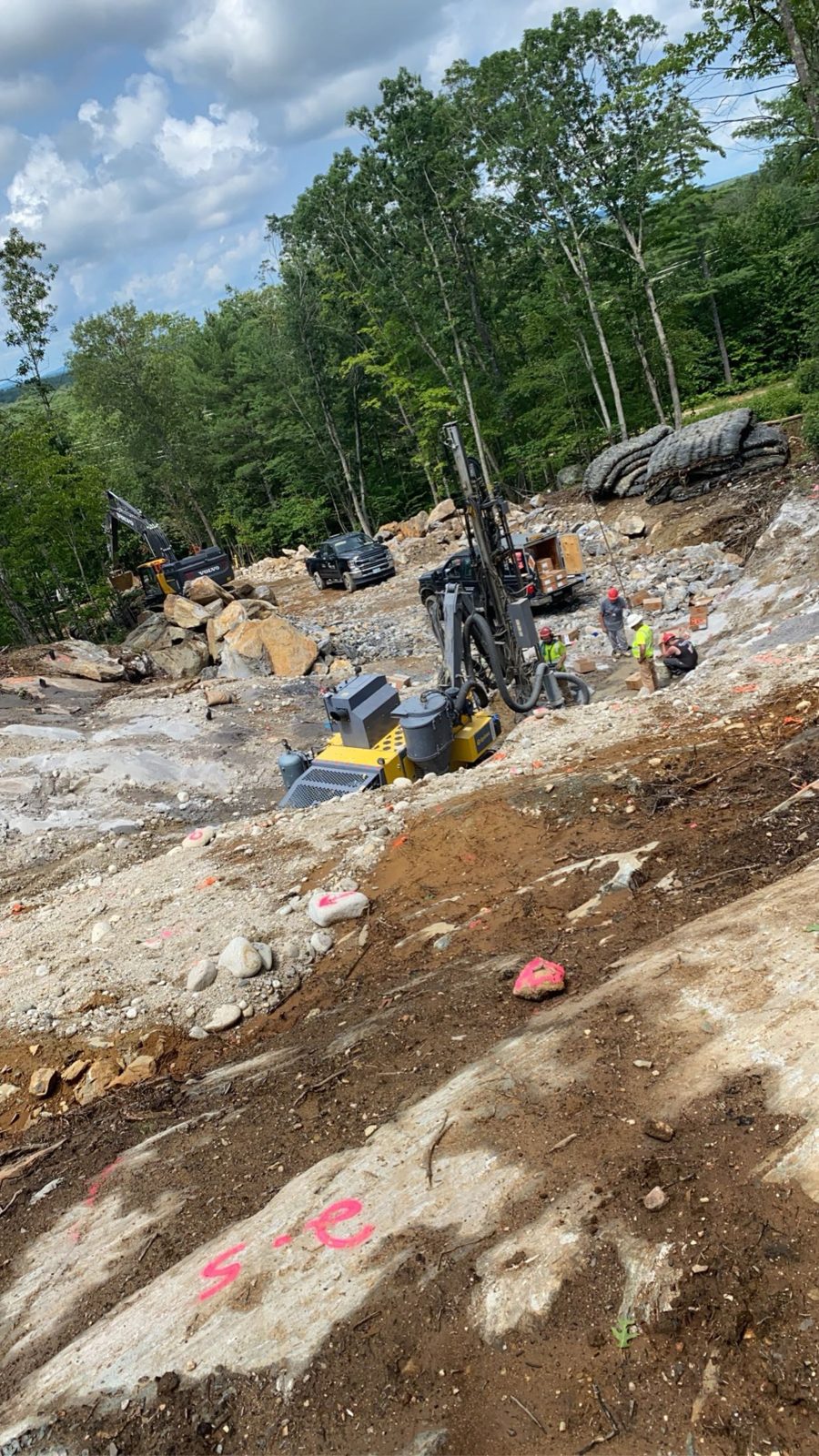 Ledge Removal and Processing: Woods crew and equipment on the job