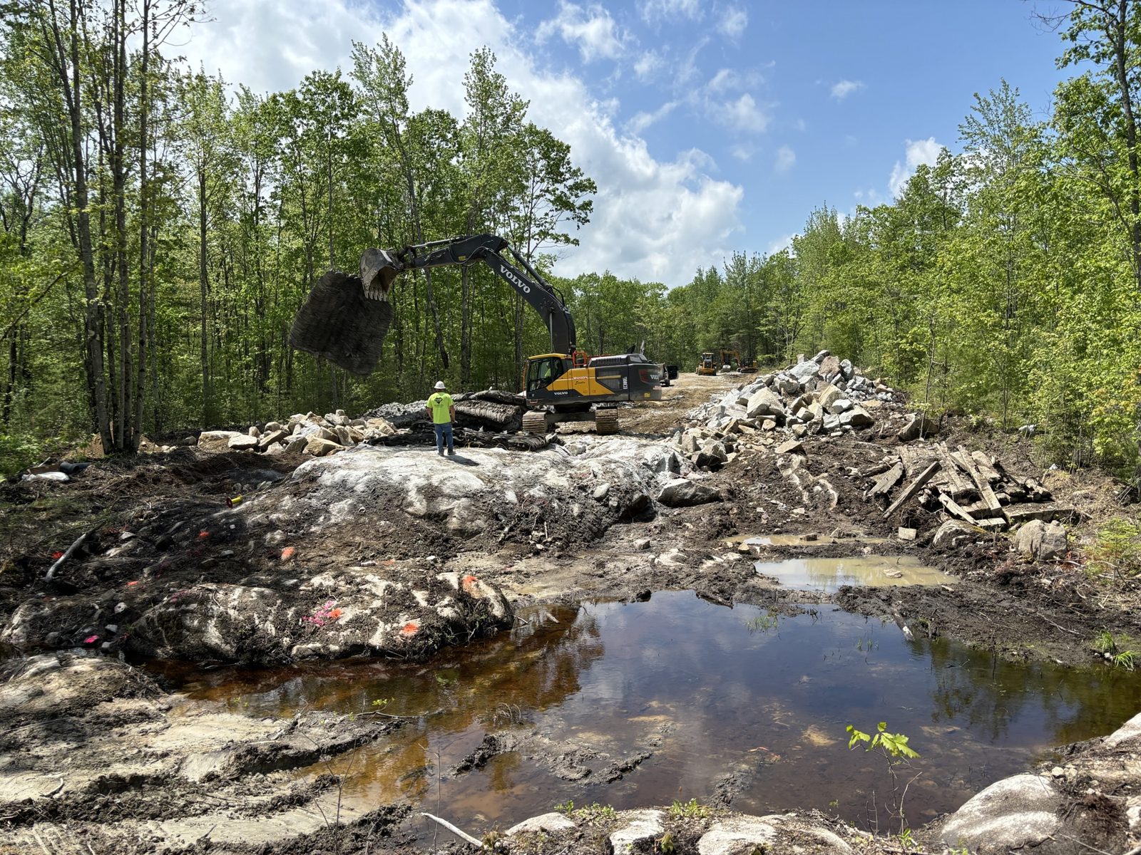 Ledge Removal and Processing: Woods crew and equipment on the job