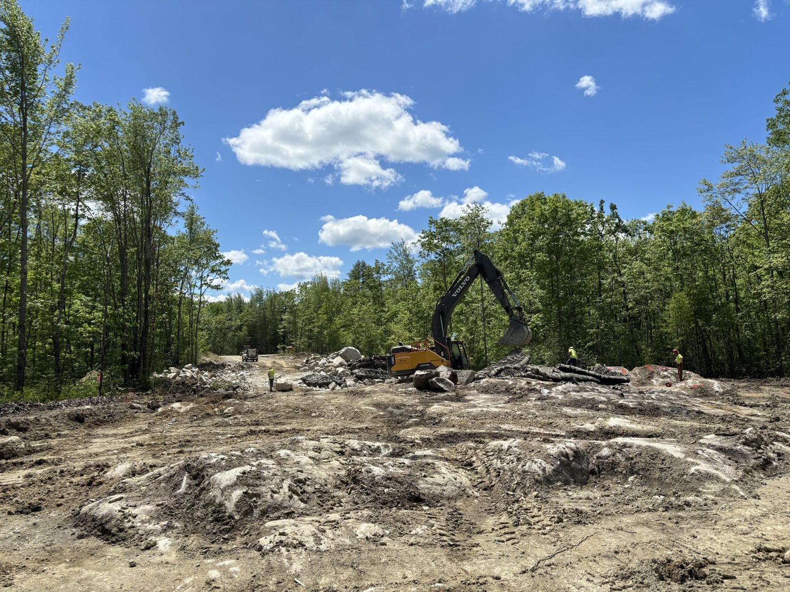 Ledge Removal and Processing: Woods crew and equipment on the job