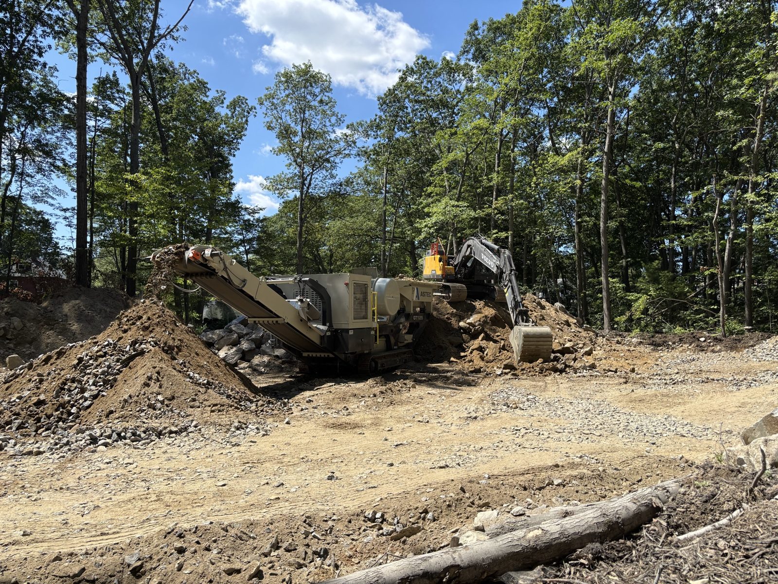 Ledge Removal and Processing: Woods crew and equipment on the job