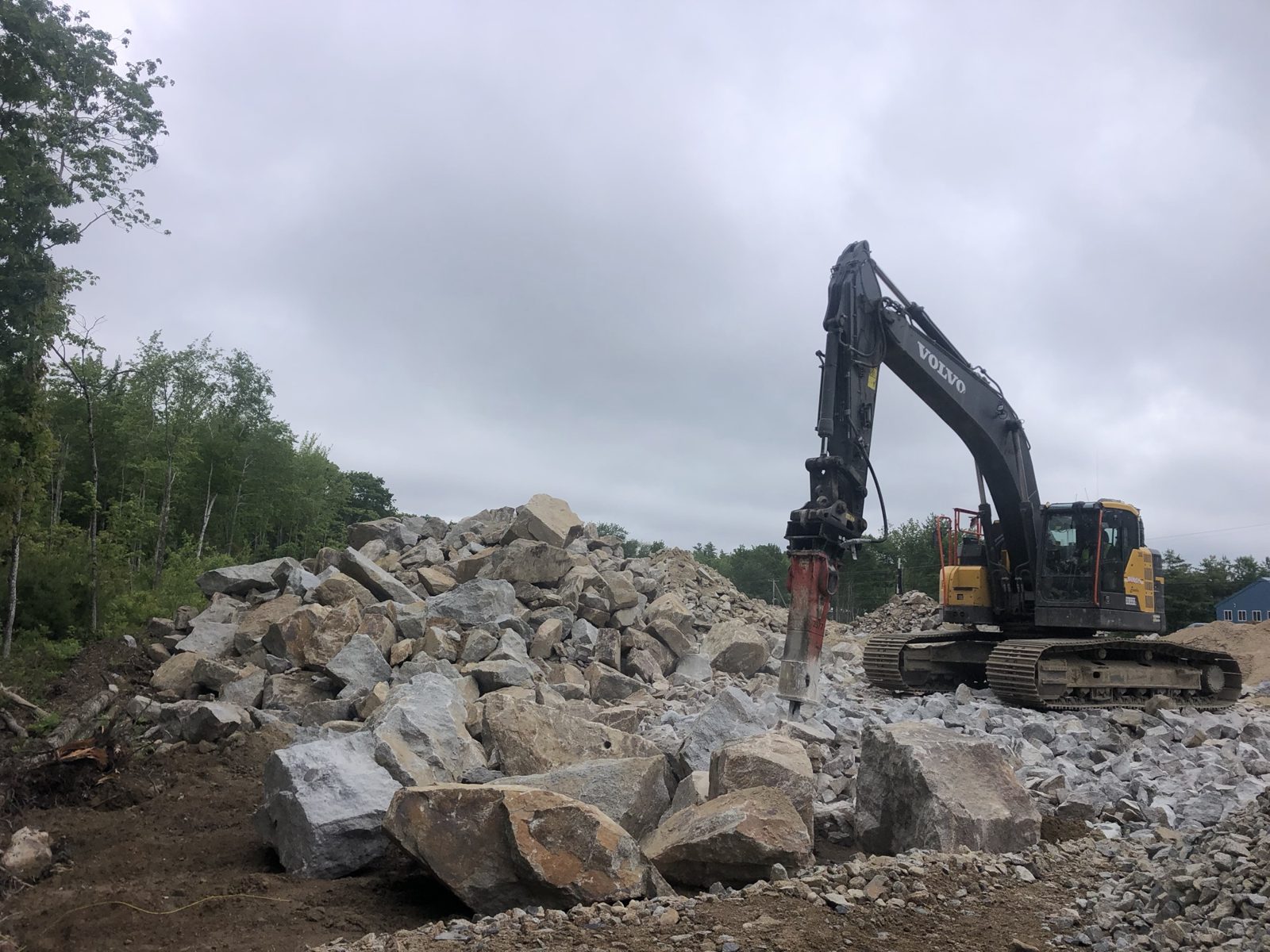 Ledge Removal and Processing: Woods crew and equipment on the job