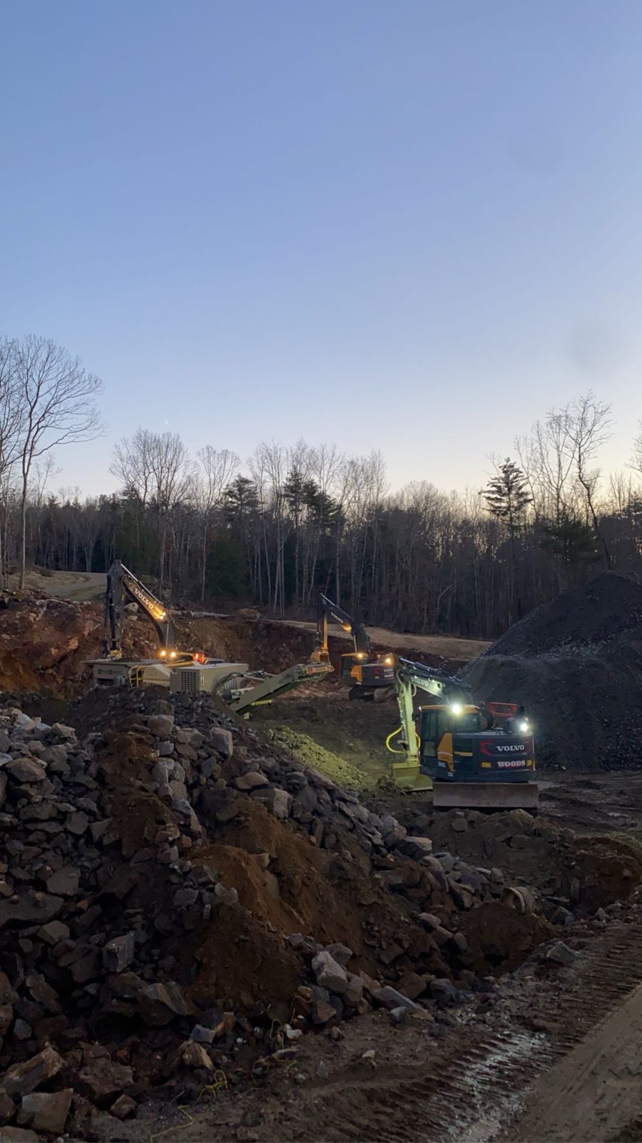 Ledge Removal and Processing: Woods crew and equipment on the job